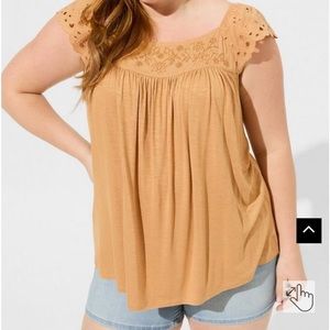 Torrid Knit Square Neck Eyelet Top
